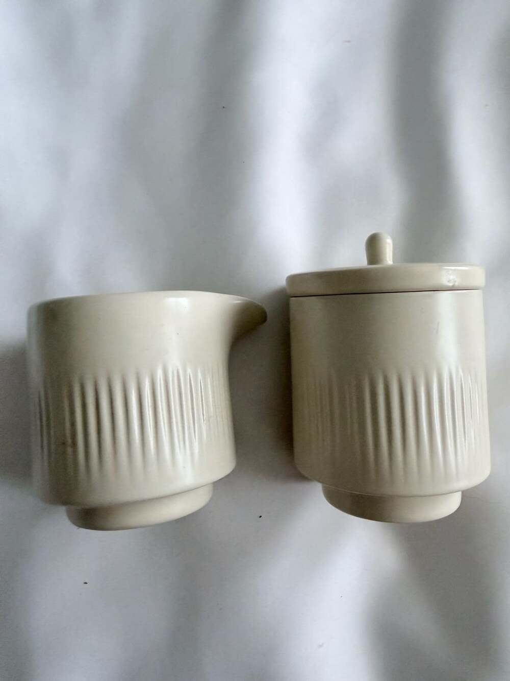 Citrine By Magenta Ribbed Ceramic Creamer And Sugar Set